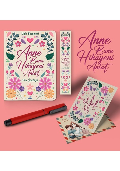 Anne Bana Hikayeni Anlat Ayraç Kartpostal Kalem - Kırmızı