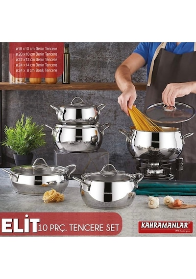 Elit 10 Parça Tencere Seti Gümüş