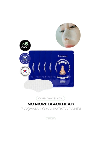 3 Aşamalı Siyah Nokta Temizleyici Bant One Day S You No More Blackhead 5'li Paket