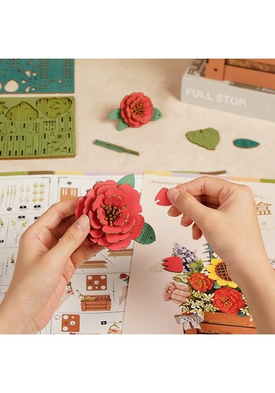 Rowood Tw02h Çiçek Kutusu Wooden Bloom Box Dıy Minyatür Maket Model Seti Ahşap 3d Wooden Puzzle 3d Model Kit Detaylı Dekoratif Hobi Seti Ahşap Maket