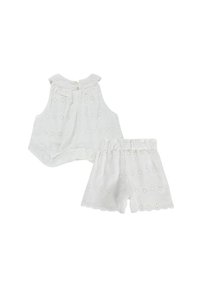 Civil Baby Brodeli Şortlu 6-18 Ay Takım - Kırık Beyaz