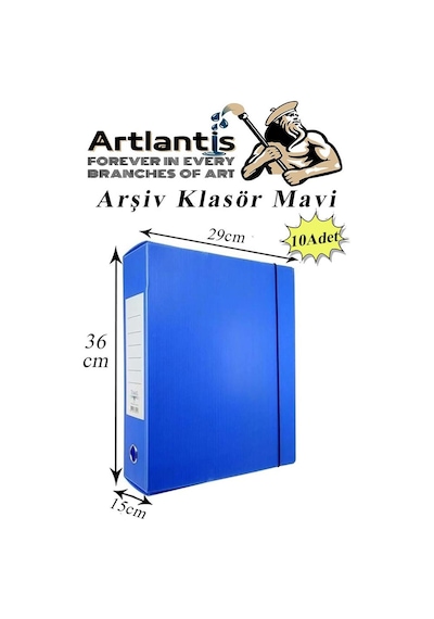 Mavi Arşiv Ve Proje Kutusu 29x36x15cm 10 Adet Arşiv Klasörü Lastikli Plastik Arşiv Klasörü Büro Okul Sınıf Mavi