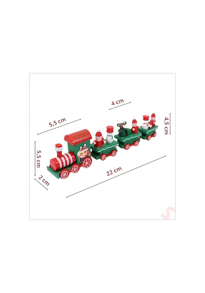 Yılbaşı Dekorasyonu, Ahşap Tren Seti - 22 Cm