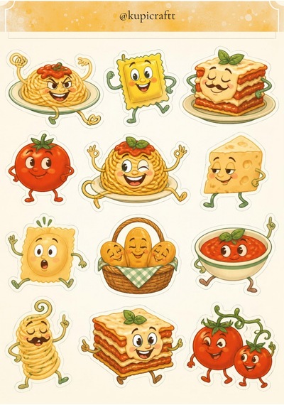 Sevimli Yemekler Sticker Seti-eğlenceli Kawaii Tasarım Etiketler 0