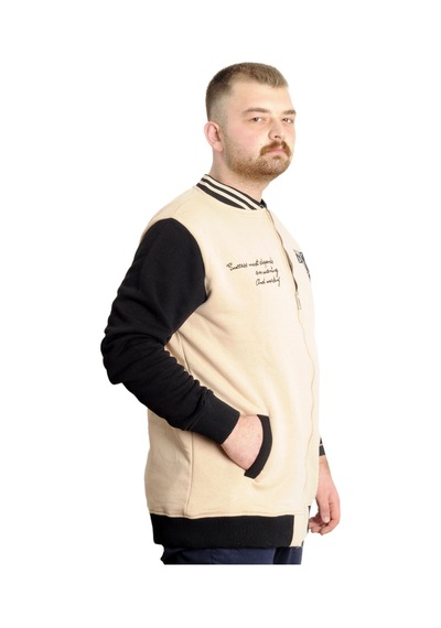 Mode Xl Büyük Beden Erkek Kolej Mont Baskılı Ceket 23631 Bej Bej