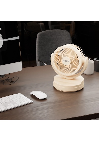 Everest Efn-509, Krem, 3 Kademeli Hız, 17,5cm 3 Kanat Pervane Ve Çerçeve, Masaüstü, Usb Vantilatör