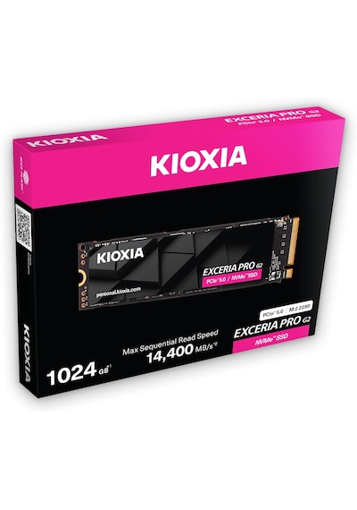 Kıoxıa Pcıe M2 1tb Exceria Pro G2 Nvme Gen5 14400/12700 Mb/sn Ssd Lve10z1t02g8 1