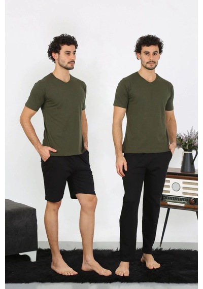 Najmaddin.com Beru Erkek Penye Haki 3'lü Pijama Takımı