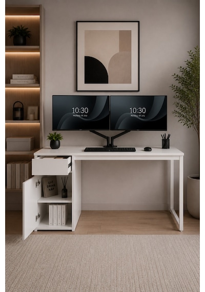 Beyaz Çekmeceli Kapaklı 120 Cm Çalışma Masası, Bilgisayar Masası, Ofis Masası, Metal Ayaklı, Raflı, Kesonlu 140 Cm Beyaz Çekmeceli Kapaklı 120 Cm Çalışma Masası, Bilgisayar Masası, Ofis Masası, Metal Ayaklı, Raflı, Kesonlu 140 Cm