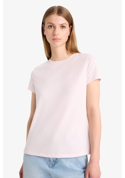 Defacto Regular Fit Bisiklet Yaka Basic Düz Kısa Kollu Tişört F4213axnspn38 Pembe