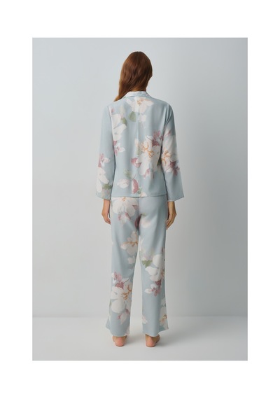 Suwen Sofia Gömlek Yaka Pijama Takımı Wsh10510289892 Yeşil