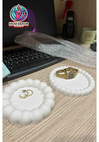2 Li Dekoratif Bubble Organizatör Takı Tabağı & Sunumluk & Altlık
