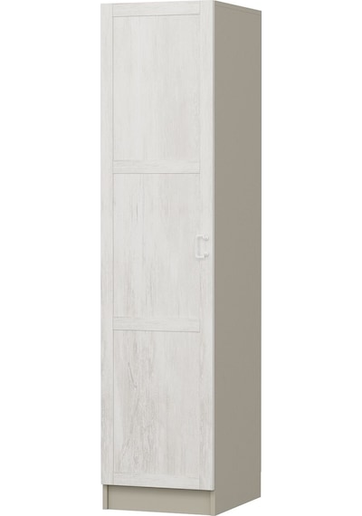 Minar Kale 1 Kapaklı Dolap 210cm - Kumtaşı/eskitme Beyaz - Raflı Çok Renkli
