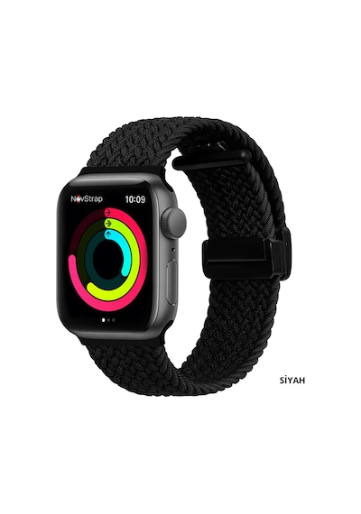 Novstrap Apple Uyumlu  Watch Ultra 49 MM İle Kordon Magnet Tokalı Flexible Elastik Örgü Kayış