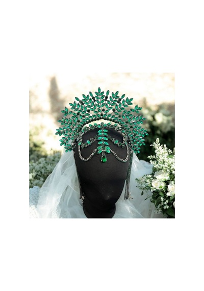 Alınlıklı Büyük Gelin,kına,nişan,söz,after,bride,party Taç Yeşil - 694985918 Yeşil