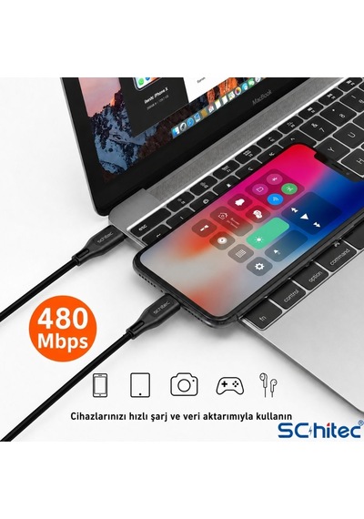 Schitec 60w Type-c To Type-c Hızlı Şarj Ve Data Kablosu Siyah 1m Hg/c-09cc