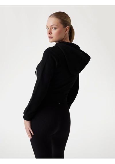 Guess Logolu Yapay Elmas Taşlı Kapüşonlu Kadın Sweatshirt V5gq10kcrp0 Siyah