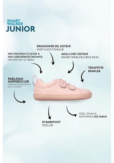 Smart Walker Junior Pembe Işık Barefoot Çocuk Ayakkabı-pembe Işık