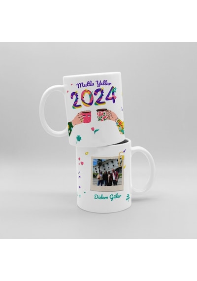 Kişiye Özel 2024 Temalı Fotoğraf Baskılı Porselen Kupa Bardak Hk