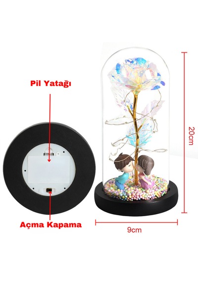 Monozone Cam Fanus İçerisinde Sevgili Çift Sevgililer Günü Hediye