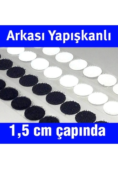 50 Adet 1,5 Cm Çap Arkası Yapışkanlı Yuvarlak Cırt Cırtlı Bant