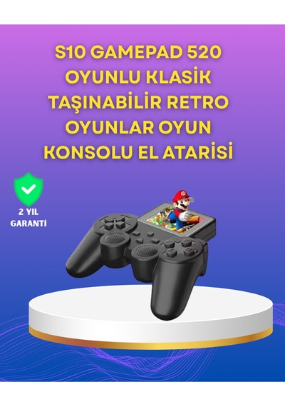 2.4 İnç Ekranlı 500 Oyunlu Taşınabilir Retro Oyun Konsolu, Şarjlı El Tipi Mini -