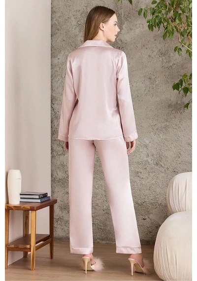 Pierre Cardin Kadın Saten Boydan Düğme Pijama Takımı 1200 001