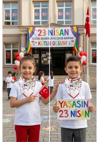 23 Nisan Çocuk Bayramı Temalı Bandana/fular Çok Renkli