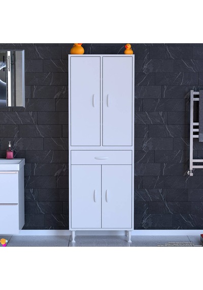 Eliusta Nexa Modüler Dolap 60 Cm Banyo/mutfak Dolabı Extra Kullanım Alanlı 60x173x32,5 Cm Beyaz Dolap Beyaz