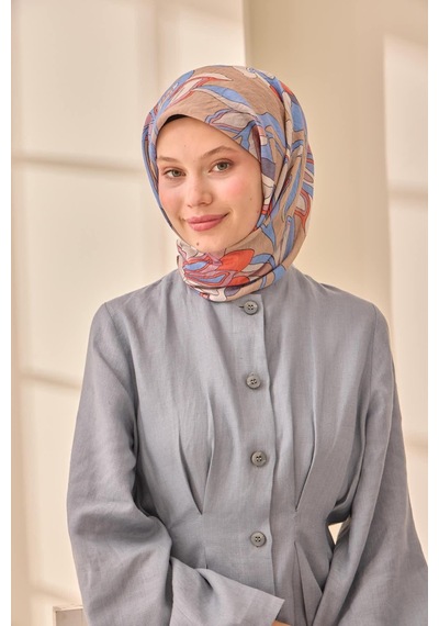 Silk Home Olinda İpek Eşarp 47003-23 Vizon, Gül Kurusu, Şeftali, Mavi