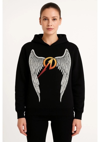 Novalisse Metallica İki İplik Kapüşonlu Ön Ve Arka Baskılı Hoodie - Siyah Çoklu Renk