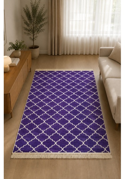 Kilim Paspas Çok Amaçlı Halı Makinede Yıkanabilir Toz Yapmaz Mor