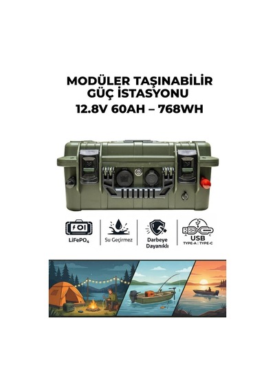 Oslo Iqx Modüler Taşınabilir Güç İstasyonu 12.8v 60ah-768wh Haki