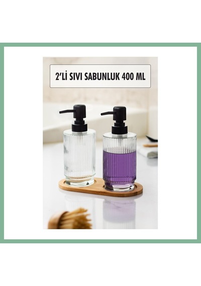 Bşkvirgo 2 Li Bambu Altlıklı Sıvı Sabunluk Seti Bsk2026 Çok Renkli