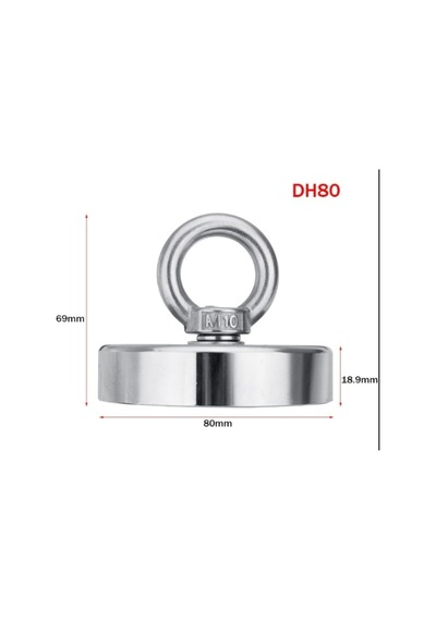 Magnet Fishing 80Mm , Halatlı Güçlü Neodyum Balıkçılığı Seti