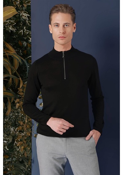 Efor Tr 861 Slim Fit Siyah Klasik Triko Siyah
