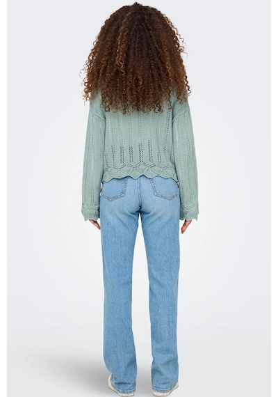 Only Kadın Regular Fit V Yaka Mavi Örme Kazak - 15339529 Mavi