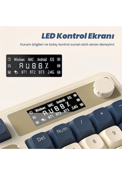 Aula S99 Pro Retro Rgb Gaming Bluetooth 2.4ghz Type-c 3 Mod Kablosuz Makrolu Türkçe Q Oyuncu Klavye Lacivert 77828984