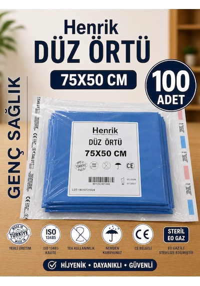 Steril Düz Örtü 75 50cm 100'lü