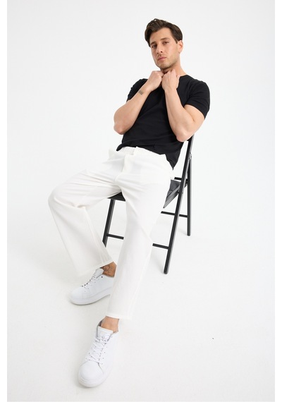 Eseclass Pilili Baggy Jogger Erkek Pantolon Beyaz Beyaz