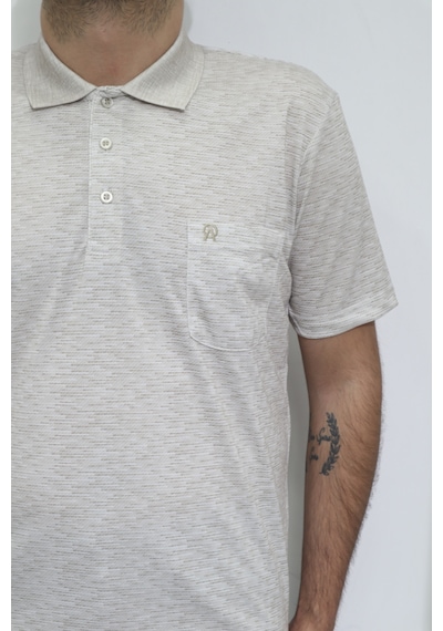 Santa Dmctekstil Erkek Kendinden Desenli Klasik Rahat Kalıp Tek Cepli Polo Yakalı T-shirt Krem Santa Dmctekstil Erkek Kendinden Desenli Klasik Rahat Kalıp Tek Cepli Polo Yakalı T-shirt Krem