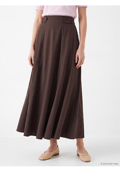 Lcw Modest Kahverengi Beli Lastikli Gabardin Kloş Etek