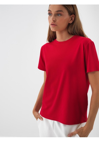 Xint Kırmızı Modal Dokulu Regular Fit Tişört 602376