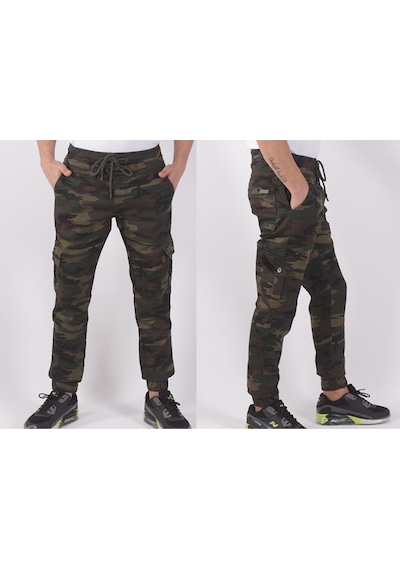 Black Steel,Bel-Paça Lastikli,Cepli Kamuflaj Pantolon-91000