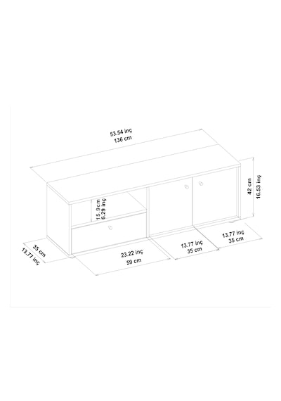 Pao Kapaklı Minimal TV Sehpası – 136 cm, Beyaz/Antik Ceviz
