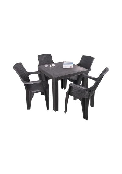 Mandella Elit Rattan 80x80 Nibras Koltuk Masa Takımı Kahverengi Diğer