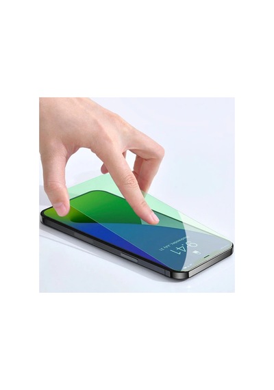 Apple Uyumlu iPhone 12/ 12 Pro 6.1 0.30mm Full Tempered Cam Ekran Koruyucu 2set Anti-bluelight- - Hs08371181-6 Şeffaf 2 Şeffaf 2