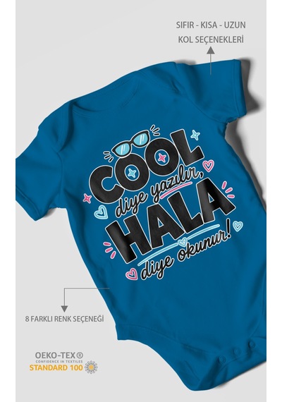 Morivokids Cool Diye Yazılır Hala Diye Okunur Kısa Kollu Bebek Body %100 Pamuk Zbn152-kk Koyu Mavi