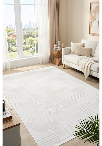 Mariesse Home Agra Serisi Akrilik Dokuma Salon Mutfak Yolluk Makine Halısı Mono 888 Krem