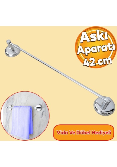 Metal Krom Bez Havlu Asma Askısı Aparatı 42 Cm Banyo Lavabo Vidalı Askılık Sağlam Askı Çok Renkli